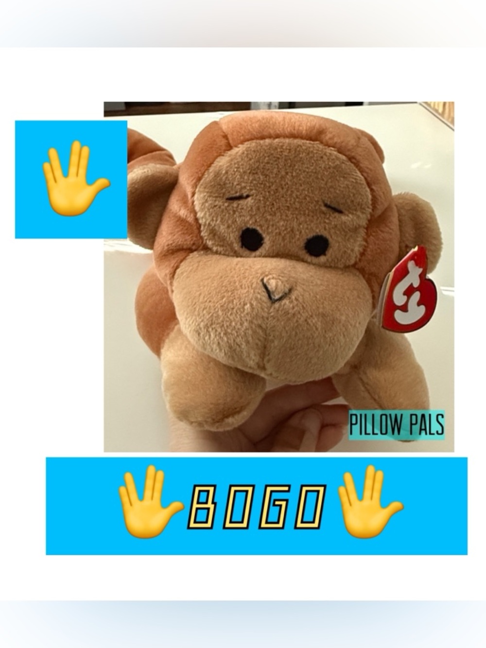 🖖BOGO🖖 1997 Swinger the Monkey PILLOW PALS Collection Beanie Buddy